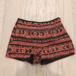 Neon sequined shorts - S